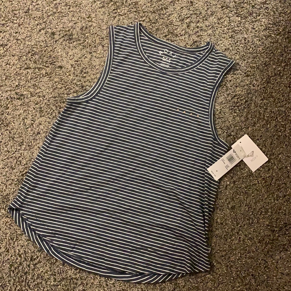 Roxy blue and white striped muscle tank